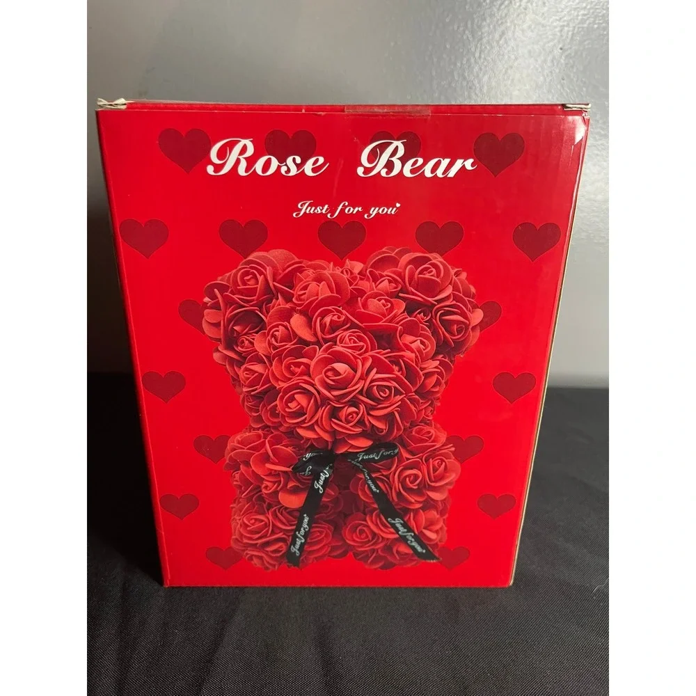 Pink Rose Bear Artificial Flower Teddy Bear in Gift Box 55775 Major Trading Inc